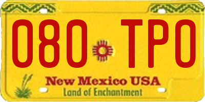 NM license plate 080TPO