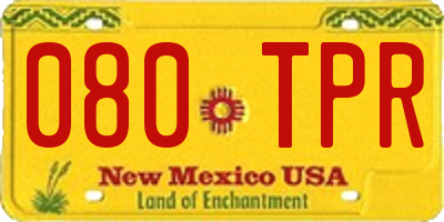 NM license plate 080TPR