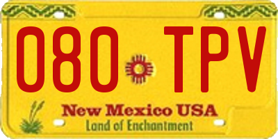 NM license plate 080TPV