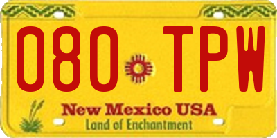NM license plate 080TPW