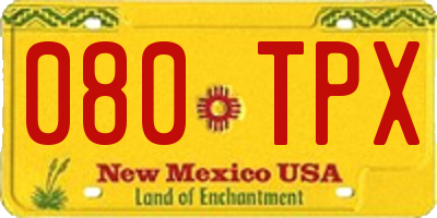 NM license plate 080TPX