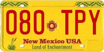 NM license plate 080TPY