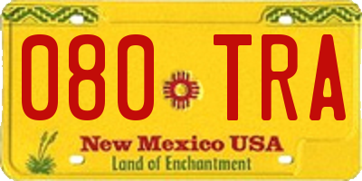 NM license plate 080TRA