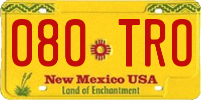 NM license plate 080TRO