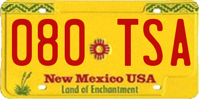 NM license plate 080TSA