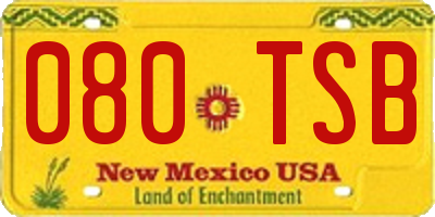 NM license plate 080TSB