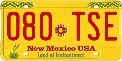 NM license plate 080TSE