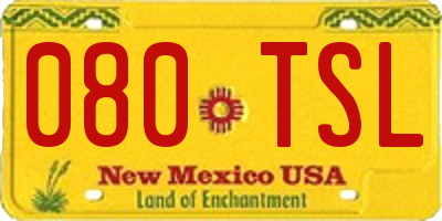 NM license plate 080TSL