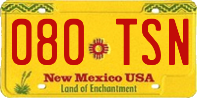 NM license plate 080TSN