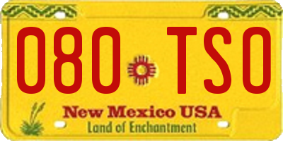 NM license plate 080TSO