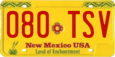 NM license plate 080TSV