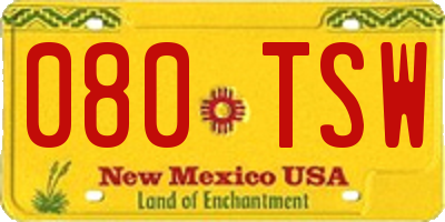 NM license plate 080TSW
