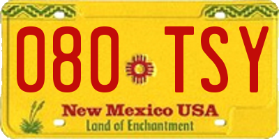 NM license plate 080TSY