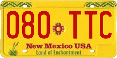 NM license plate 080TTC
