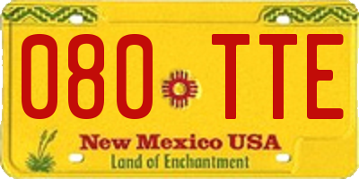 NM license plate 080TTE