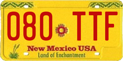 NM license plate 080TTF