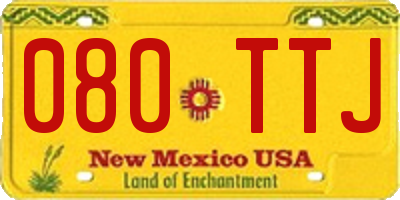 NM license plate 080TTJ