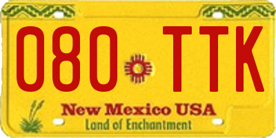 NM license plate 080TTK