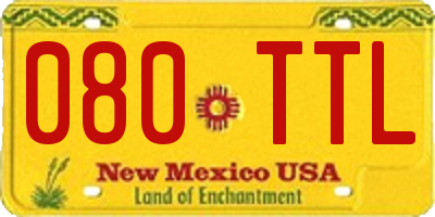 NM license plate 080TTL