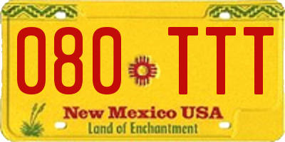 NM license plate 080TTT