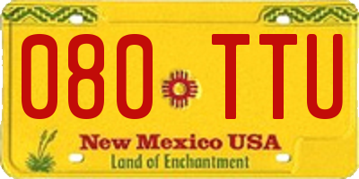 NM license plate 080TTU