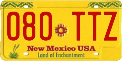 NM license plate 080TTZ