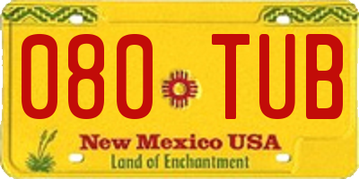 NM license plate 080TUB