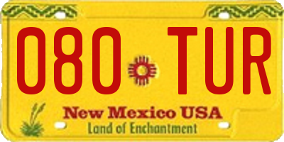 NM license plate 080TUR