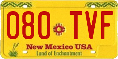 NM license plate 080TVF