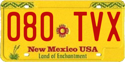 NM license plate 080TVX