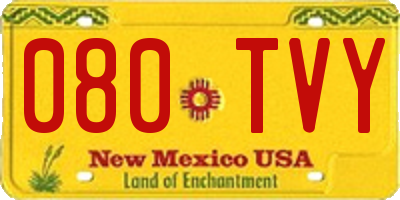 NM license plate 080TVY
