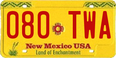 NM license plate 080TWA