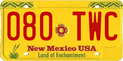 NM license plate 080TWC