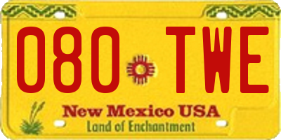 NM license plate 080TWE