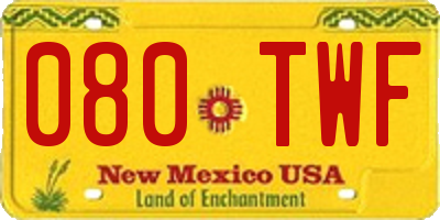 NM license plate 080TWF