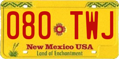 NM license plate 080TWJ