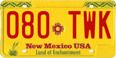 NM license plate 080TWK