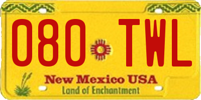 NM license plate 080TWL