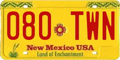 NM license plate 080TWN