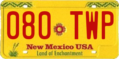 NM license plate 080TWP