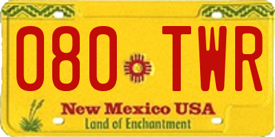 NM license plate 080TWR