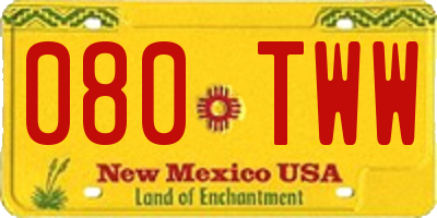 NM license plate 080TWW