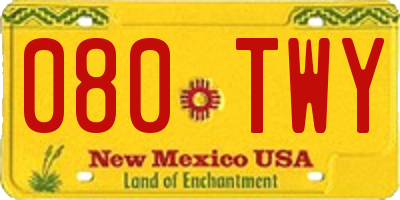 NM license plate 080TWY
