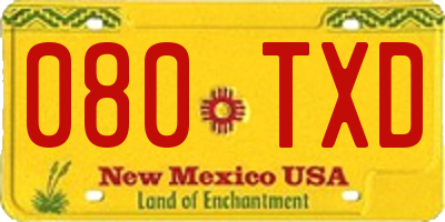 NM license plate 080TXD