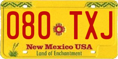 NM license plate 080TXJ