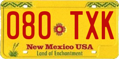 NM license plate 080TXK