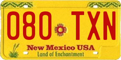 NM license plate 080TXN