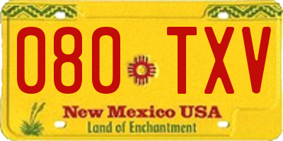 NM license plate 080TXV
