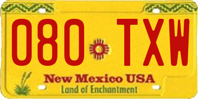 NM license plate 080TXW