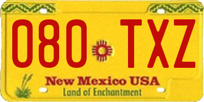 NM license plate 080TXZ